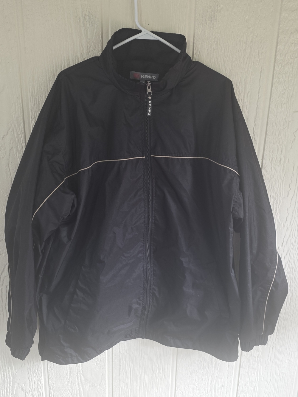 Kenpo Men's Black Lightweight Jacket with Contrast Piping, Size XL